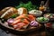 Photo Bagel brunch spread featuring smoked salmon, pickled cucumber, and cream