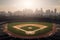 Photo of a baseball stadium from above