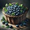 A photo of a basket of fresh blueberries in a basket by generative AI