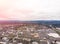 A photo of Beaverton, Oregon, USA, at sunset, a suburb. A photo from a height at sunset or sunrise. Design background