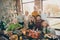 Photo of big family standing hugging feast table holiday roasted turkey making portrait relatives multi-generation