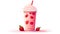 Photo boba drink in a tall plastic cupstrawberr Generate AI