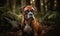 photo of Boxer dog on forest background. Generative AI