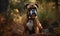 photo of Boxer dog sitting in its natural habitat. Generative AI