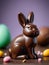 Photo Of A Bunnyshaped Chocolate Confectionery, Easter. Generative AI