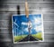 Photo of businessman running on a road hung on a line