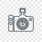 Photo camera concept vector linear icon on transparent