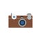 Photo camera flat icon symbol. Vector photographer equipment