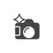 Photo camera glyph icon. Photographers tool graphic symbol. Black flat pictogram for interface and game. Vector