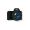 Photo camera icon color with large lens with shadow. Vector EPS10