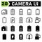 Photo Camera icon set include shadow, option, camera, device, house, bars, battery, energy, full, middle, low, very low, empty,