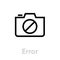 Photo camera icon, technology icon with exclamation Error. Editable Vector Outline.