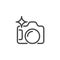 Photo camera line icon. Photographers equipment symbol. Label for interface and game. Button for mobile apps and sites