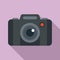 Photo camera record icon, flat style