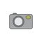 Photo Camera silver coin icon. Vector style is a silver gray flat coin symbol.