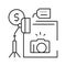 photo camera and studio rental line icon vector illustration