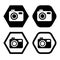 Photo camera vector icon illustration. selfie spot symbol.