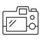 Photo cameras back view thin line icon. Back of camera vector illustration isolated on white. Camera display outline