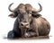 photo of Cape buffalo isolated on white background. Generative AI