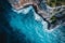 This photo captures an aerial perspective of the expansive ocean meeting tall cliffs in a breathtaking landscape, A panoramic