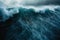 This photo captures a large body of water with waves crashing against its shores, creating a dynamic and powerful scene, A