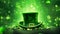 A photo capturing a green hat embellished with shamrock leaves, designed for festive celebrations on St Patricks Day, St, Patrick