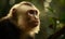 photo of capuchin monkey in its natural habitat. Generative AI