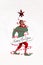 Photo cartoon comics sketch collage picture of funky crazy santa assistant tied xmas illumination isolated drawing