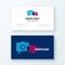 Photo Chat Abstract Vector Logo and Business Card Template. Talking Clouds Camera Concept. Premium Stationary Realistic