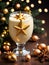Photo Of Christmas Golden Star Reflecting On A Glass Of Eggnog. Generative AI
