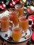 Photo Of Christmas Mugs Of Spiced Cider On A Tray. Generative AI