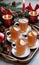 Photo Of Christmas Mugs Of Spiced Cider On A Tray. Generative AI