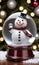 Photo Of Christmas Snowman Holding A Glass Snow Glob. Generative AI