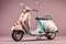 Photo Classic Vespa Motocycle in pastle Color, Generative Ai