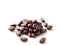 Photo close-up roasted coffee beans on white background