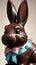 Photo Of A Closeup Of A Chocolate Easter Bunny With A Ribbon. Generative AI