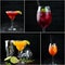 Photo collage Alcoholic colored cocktails and drink