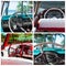 Photo collage from classic cars with interior view in Cuba