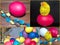 Photo collage Colorful Easter eggs - part of the passover meal. Easter Bright Sunday of Christ is the oldest and most important