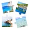 Photo collage with Ionian islands in puzzle pieces - Paxos, Ithaca, Lefkada, Antipaxos islands