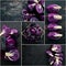 Photo collage of purple cabbage.