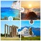 Photo collage in puzzle pieces with greek photos