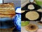 Photo collage Traditional russian blini. Pancakes. Pancake week. Maslenitsa is an Eastern Slavic traditional holiday