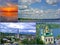 Photo collage travel Ples. A beautiful view of the city. Ples is famous for its scenery. Golden Ring of Russia.