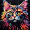 Photo colorful cute cat portrait with black background