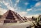 Photo Composite of Aztec pyramid, Mexico