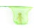 Photo of concept of child rights violation in form of paper cut sad man located inside green net, white background