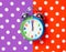 Photo of cool alarm clock on the wonderful colorful background