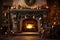 Photo of Cozy fireplace crackling with warmth and festive decorations