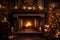 Photo of Cozy fireplace crackling with warmth and festive decorations